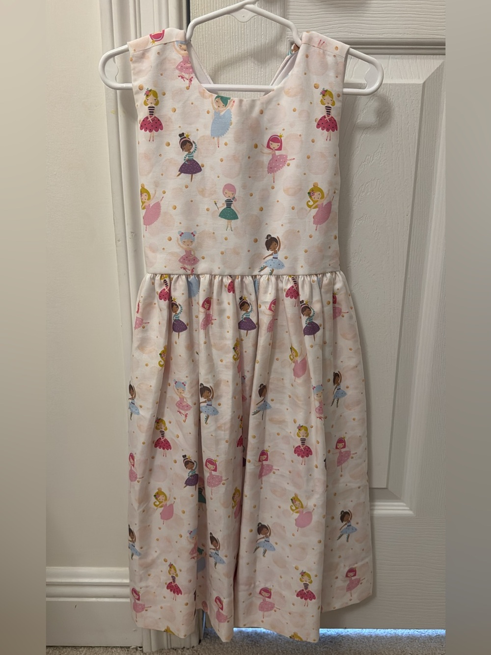 Girls' Ballerina Print Dress in Pastel Pink & Multicolor